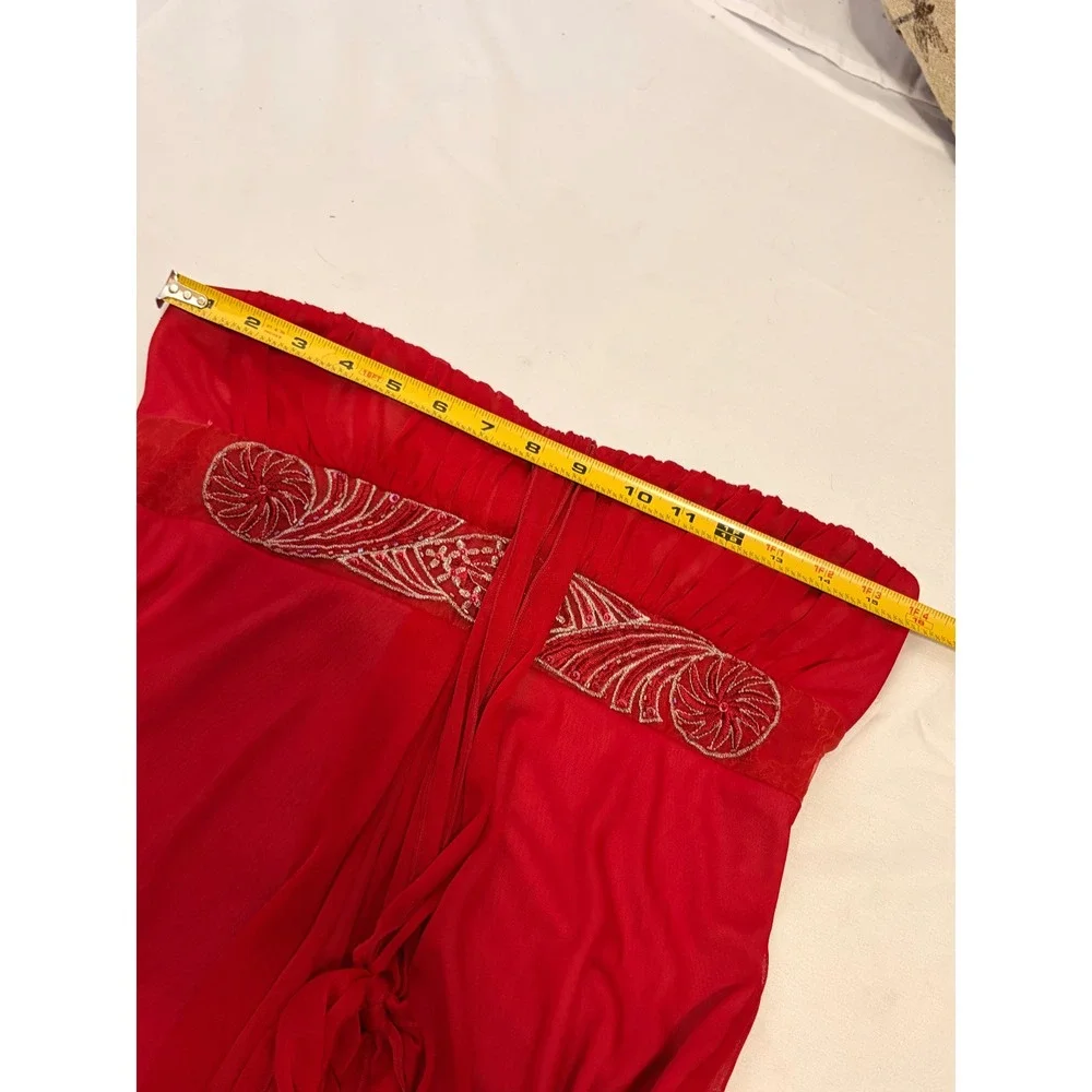 City Triangles Gorgeous Vintage Red Halter Gown with red beaded detailing